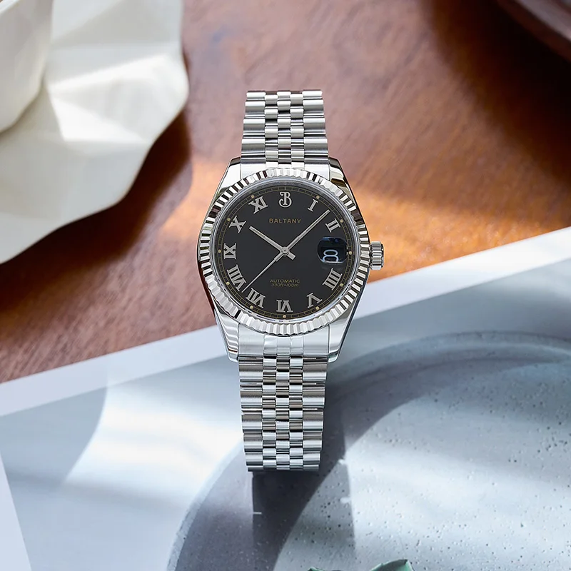 Baltany 39 مللي متر فستان ساعات للرجال S4094 10ATM مقاوم للماء NH35 التلقائي الساعات الفاخرة رجل DJ تحية ساعات المعصم الميكانيكية رجل