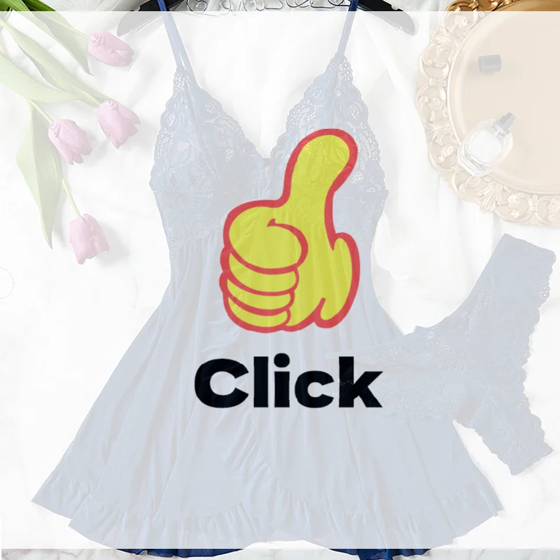 

Tulle Suspenders Exquisite Women's Lace V-Neck Underwear Semi-transparent Thong Dress Set Females Lingerie Nightgowns