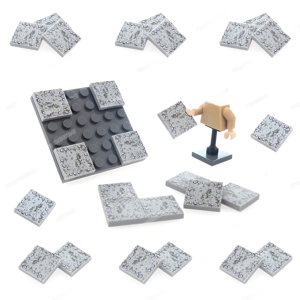 

2x2 Texture Rust Building Block Printed Tiles 3068 Moc Military WW2 Scene Parts Warehouse Model Equipment Diy Children Gift Toys