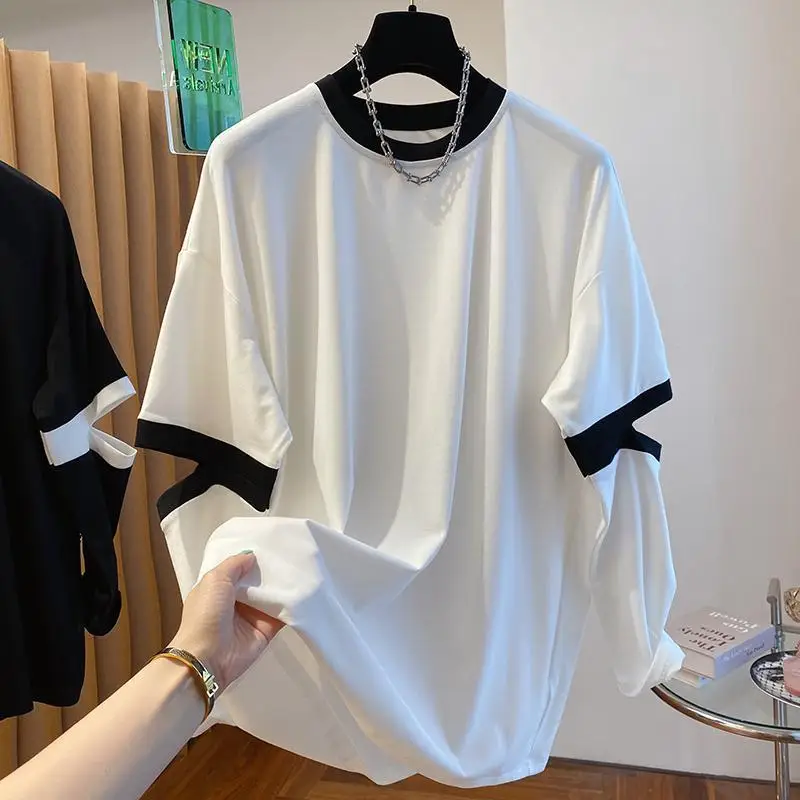 Extra Large 300 Pounds Long Sleeve T-Shirt Men's Loose round Neck Spring Autumn Korean Style Versatile Casual Fashion Top