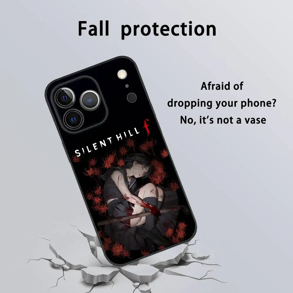 เคสโทรศัพท์ลายวิดีโอเกม Silent Hill สำหรับ iPhone 17 16 15 14 13 12 11 Pro Max Plus Mini สีดำด้านแบบนิ่ม