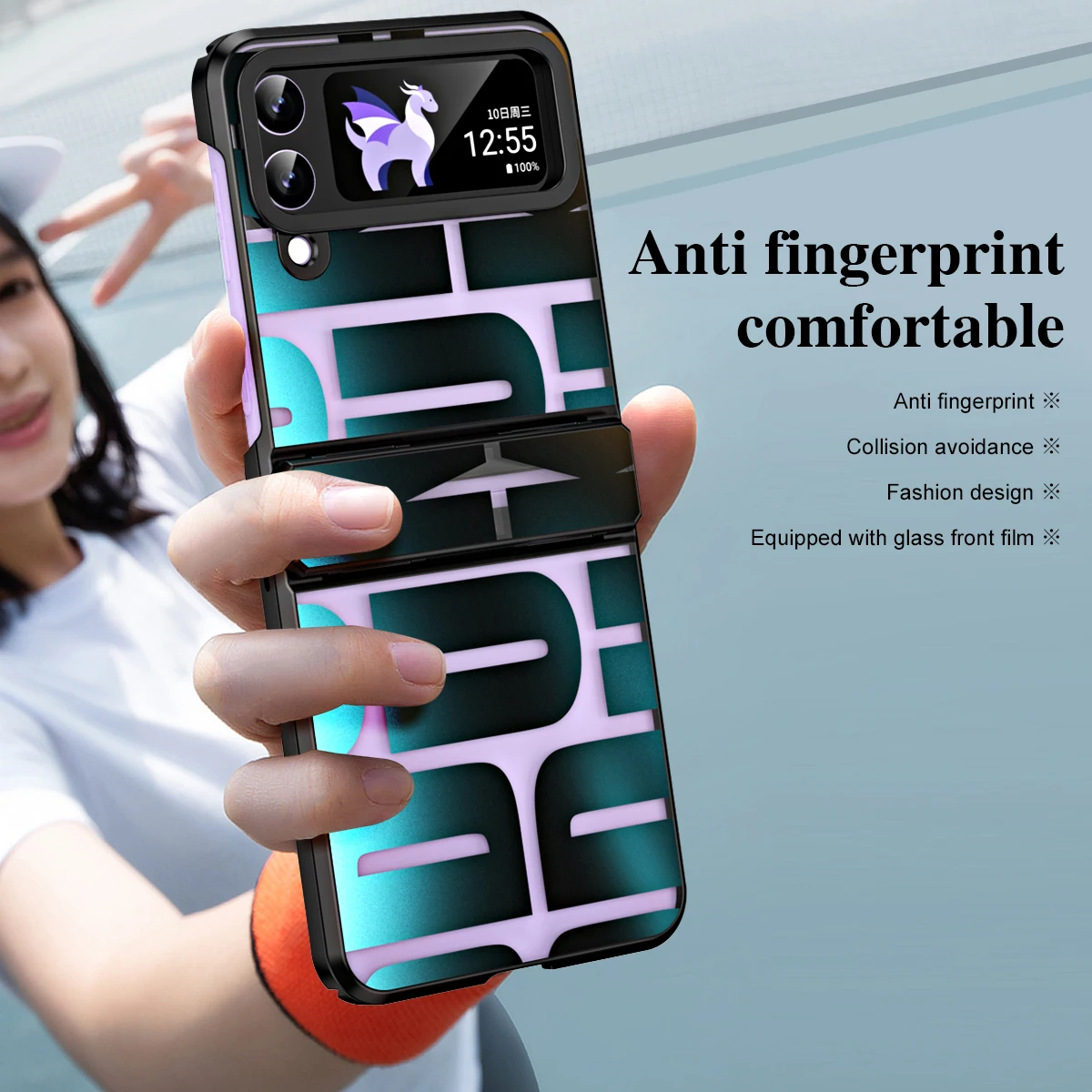 Dla samsung z klapką 4 etui chroniące przed odciskami palców do Samsung Galaxy Z flip 4 5G Flip4 Zflip4 poszycie składane etui Coque