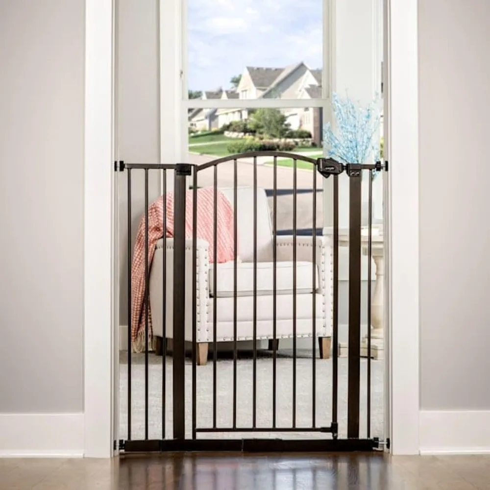Decoração arqueada extra alta de 58 polegadas Walk Thru Baby Gate, marca prêmio ganhando, inclui kit de extensão de 4 polegadas, pacote com 4