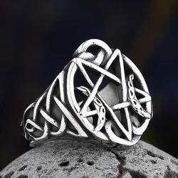 Dropshipping Charm Stainless Steel Fashion Bladed Ring Punk Rock Five-Pointed Star Ring Couple Gift For Man Women Lover Jewelry