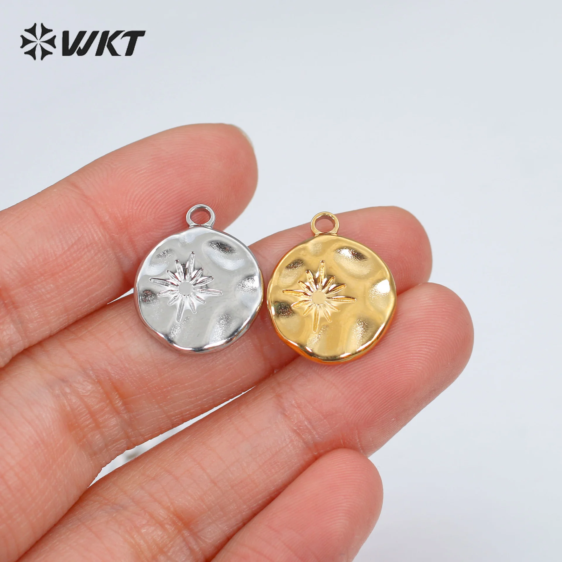 WT-SSP024 رائجة البيع غير النظامية زهرة الشمس عملة تصميم الرجعية مايكرو مطعمة قلادة ل سلسلة نسائية اكسسوارات