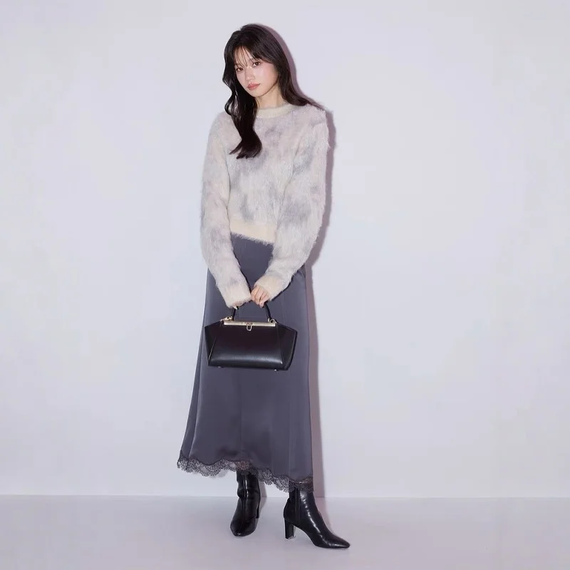 

Юбка А-силуэта Ele с высокой талией, атласными и кружевными вставками от Toru Wee, новая коллекция Зима 2024, женская премиум-мода