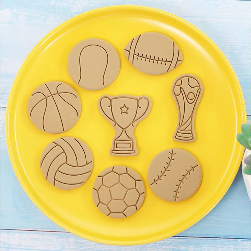 8 sztuk/zestaw motyw sportowy foremki do ciastek trofeum piłka nożna koszykówka foremka do ciasteczek Cookie znaczki forma do pieczenia DIY narzędzia do pieczenia w kuchni