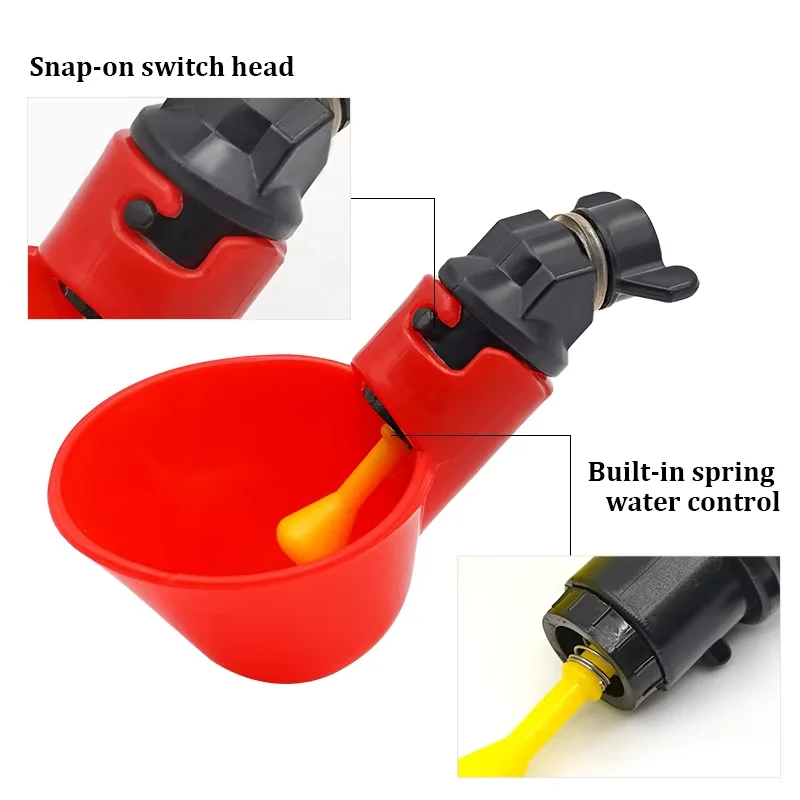 5-50Pcs Chicken Quail Hanging Water Cups Nipple Drinking Bowl Birds Water Feeder Bowl Drinker Cup for Backyard Automatic Poultry