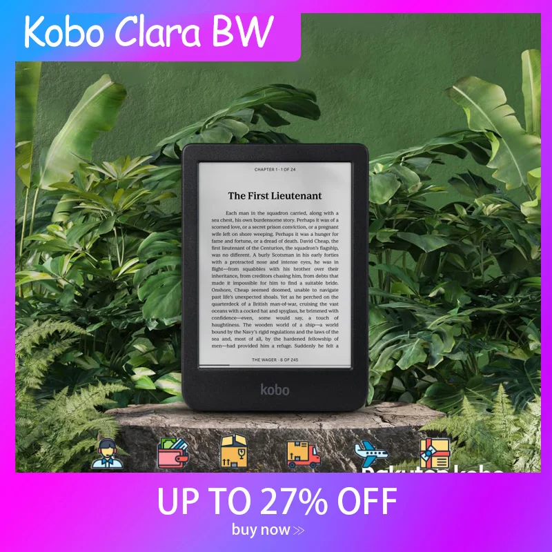 Kobo Clara BW eReader Pantalla táctil sin reflejos de 6" con opción ComfortLight PRO Modo oscuro Audiolibros Impermeables 16GB Negro