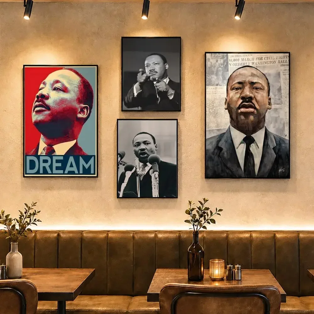 Famous Celebrity M-Martin Luther King Jr.S Poster Vintage Retro Anime Poster Stickers Peel and Stick Wall Art Home Decor