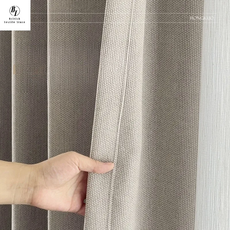 

Custom Size！！Modern Double Sided Same Pattern Same Color Woven Double Sided Blackout Curtains for Living Dining Room Bedroom