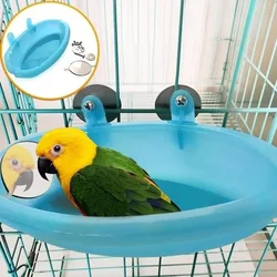 Bañera de pájaros con espejo, jaula para mascotas, lavabo de baño para loros, suministros de ducha con espejo, accesorios para jaula de pájaros, juguetes para mascotas