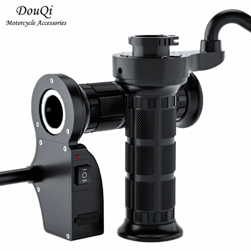 

Universal 22mm 12V Motorcycle Heated Grips-Adjustable Temperature Handlebar Covers for Bike Scooter-USB Voltage Digital Display