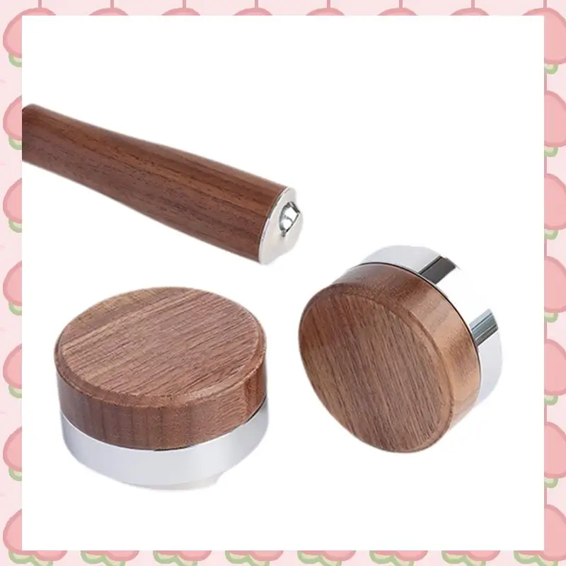 

N18R Coffee Tamper Coffee Distributor Tool Walnut Cover Espresso Leveler Fits For Portafilter Espresso