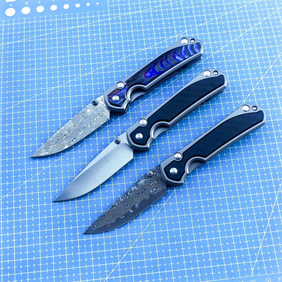 CR Pocket Folding Knife Damascus Steel Zirconium Titanium Alloy Handle Camping Picnic Hunting EDC Outdoor Rescue Defense Tool