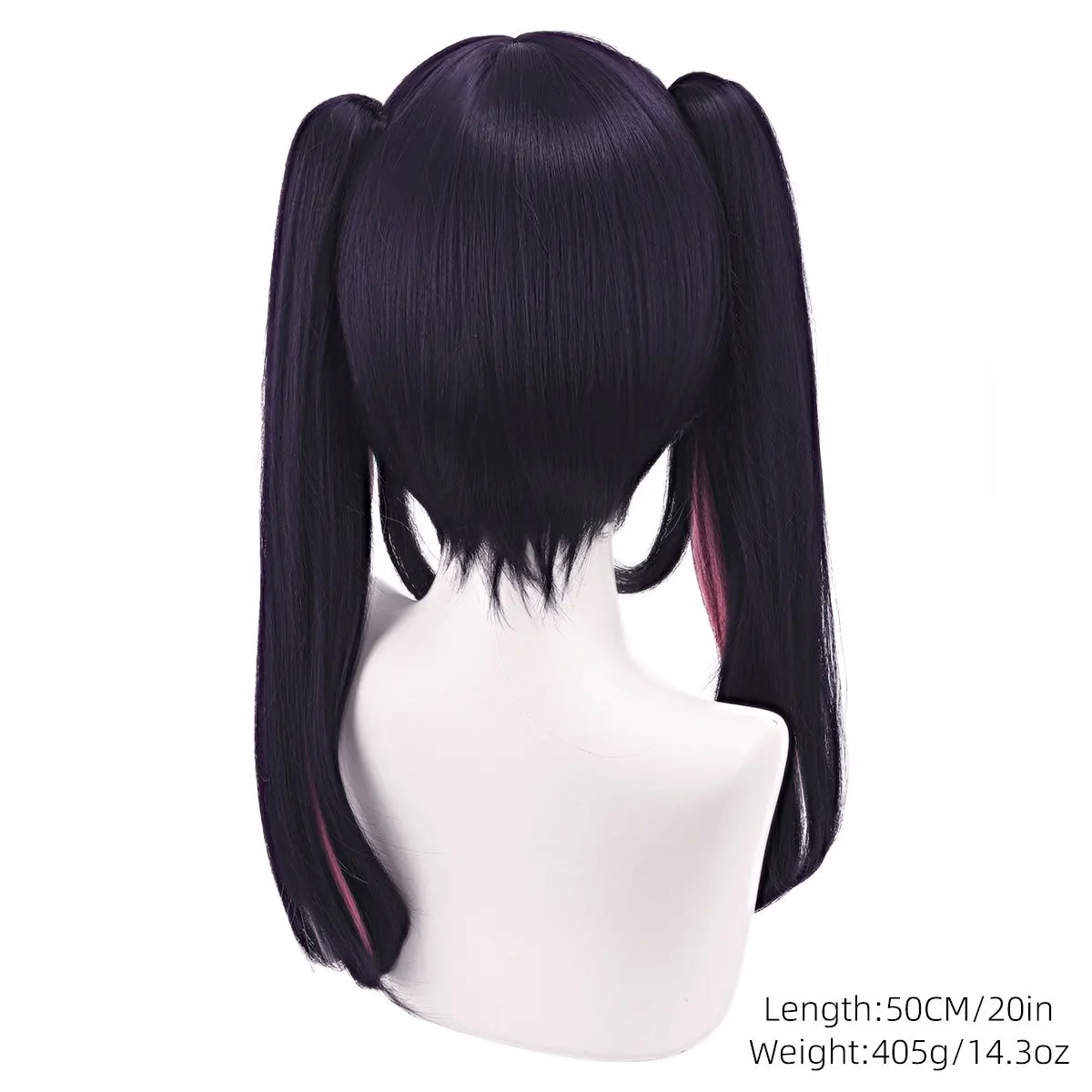 Komazawa Noi Cosplay Wig Chrono Kaguya-hime Black Purple Pink Highlight Long Pigtails Wig with Bangs Halloween Synthetic Hair - view 5