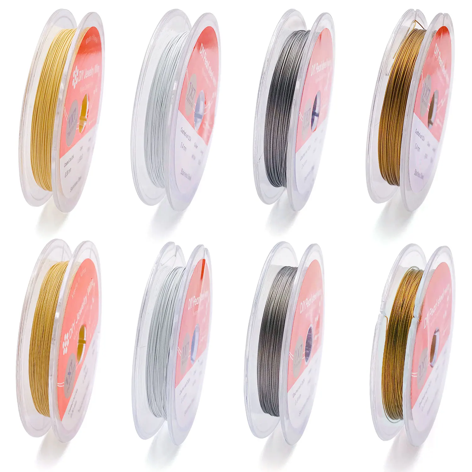 سلك نحاسي من الفولاذ المقاوم للصدأ بطول 50 مترًا، سلك خرز ملون ثابت، لإكسسوارات صنع المجوهرات وقلادة وسوار ذاتي الصنع #4