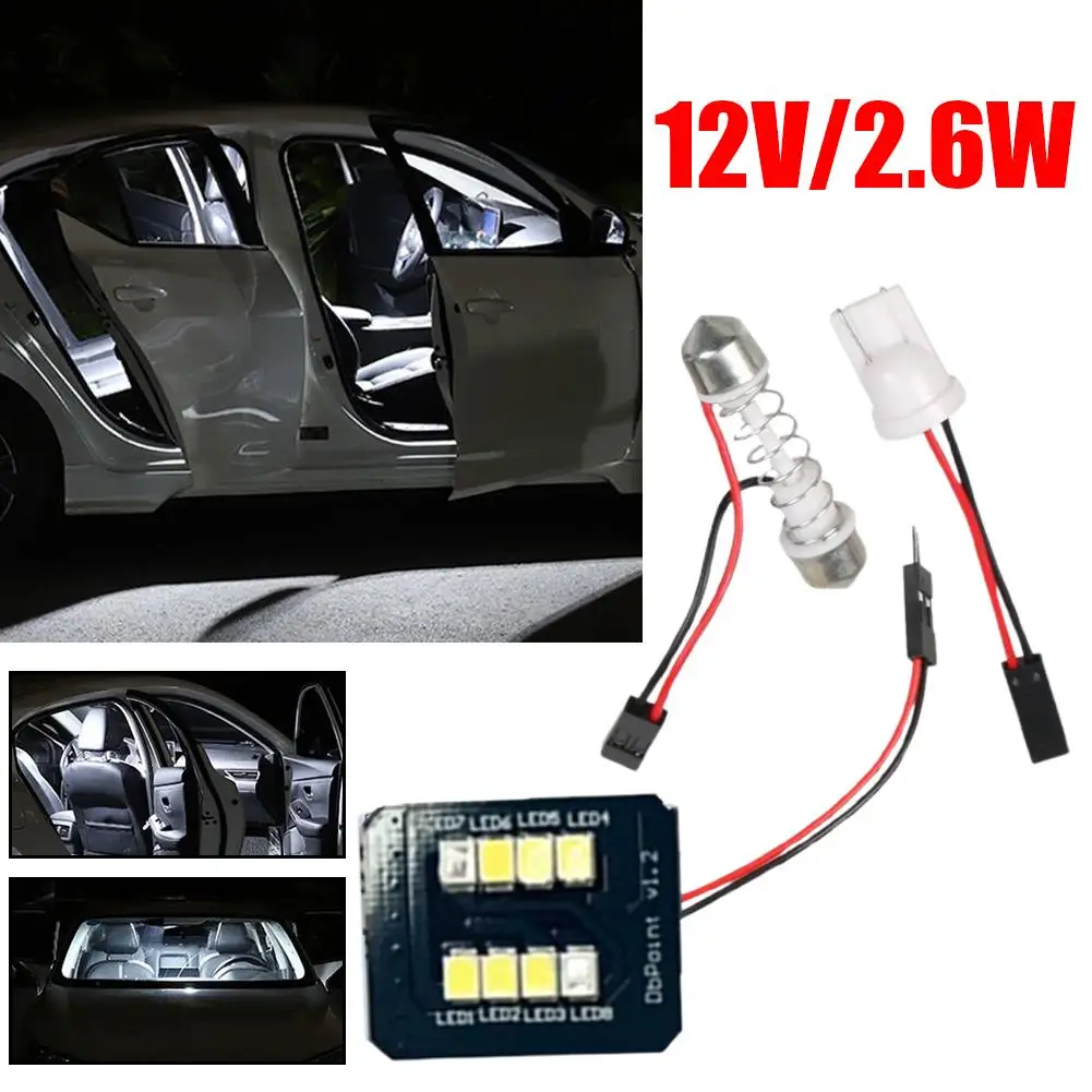 Car Led Panel Light Blue White Car Reading Map Lamp Interior T10 Bulb Adapter Auto Base Festoon 12v With B7q8