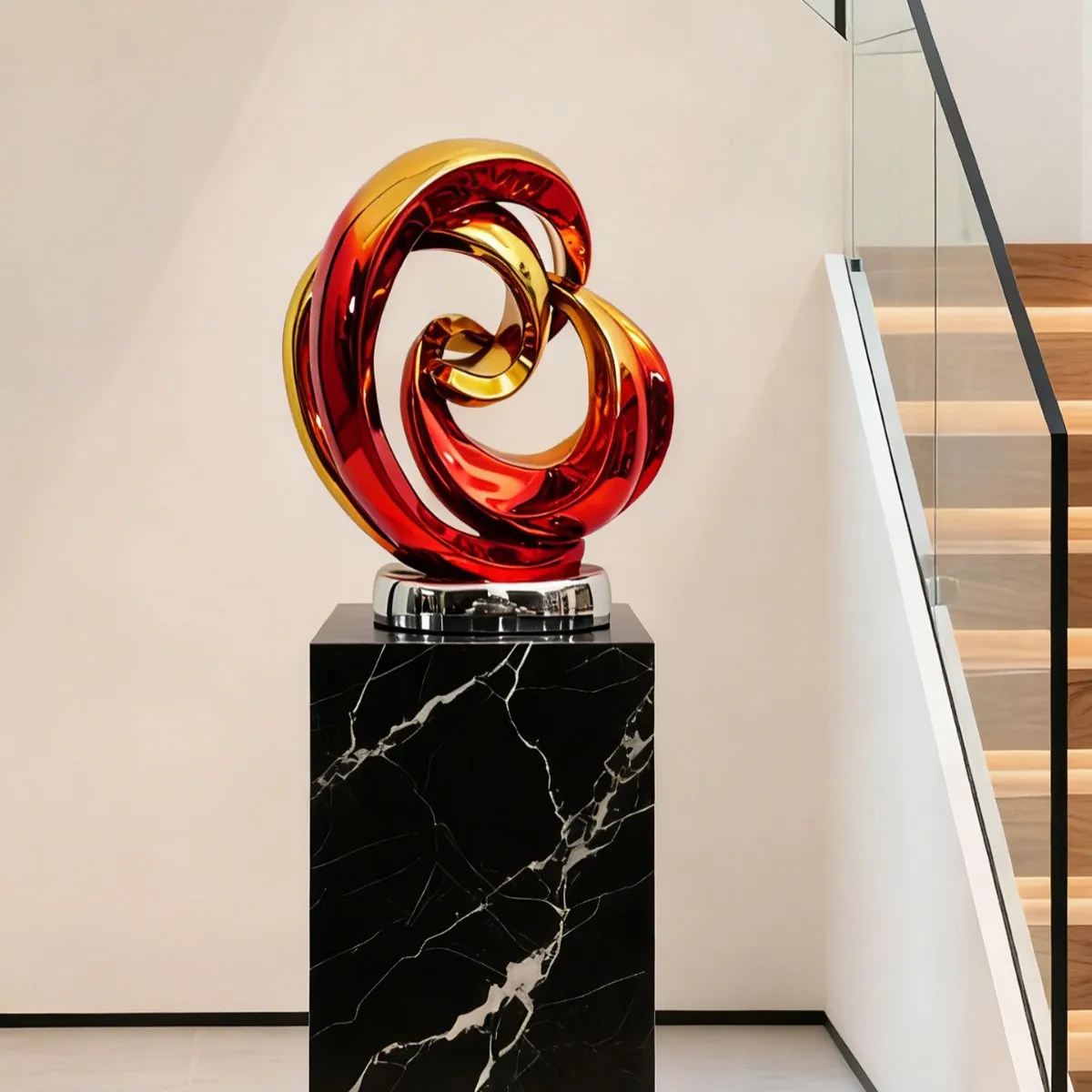 BJ  Vibrant modern decorative sculpture for hallways - abstract art for housewarming gifts