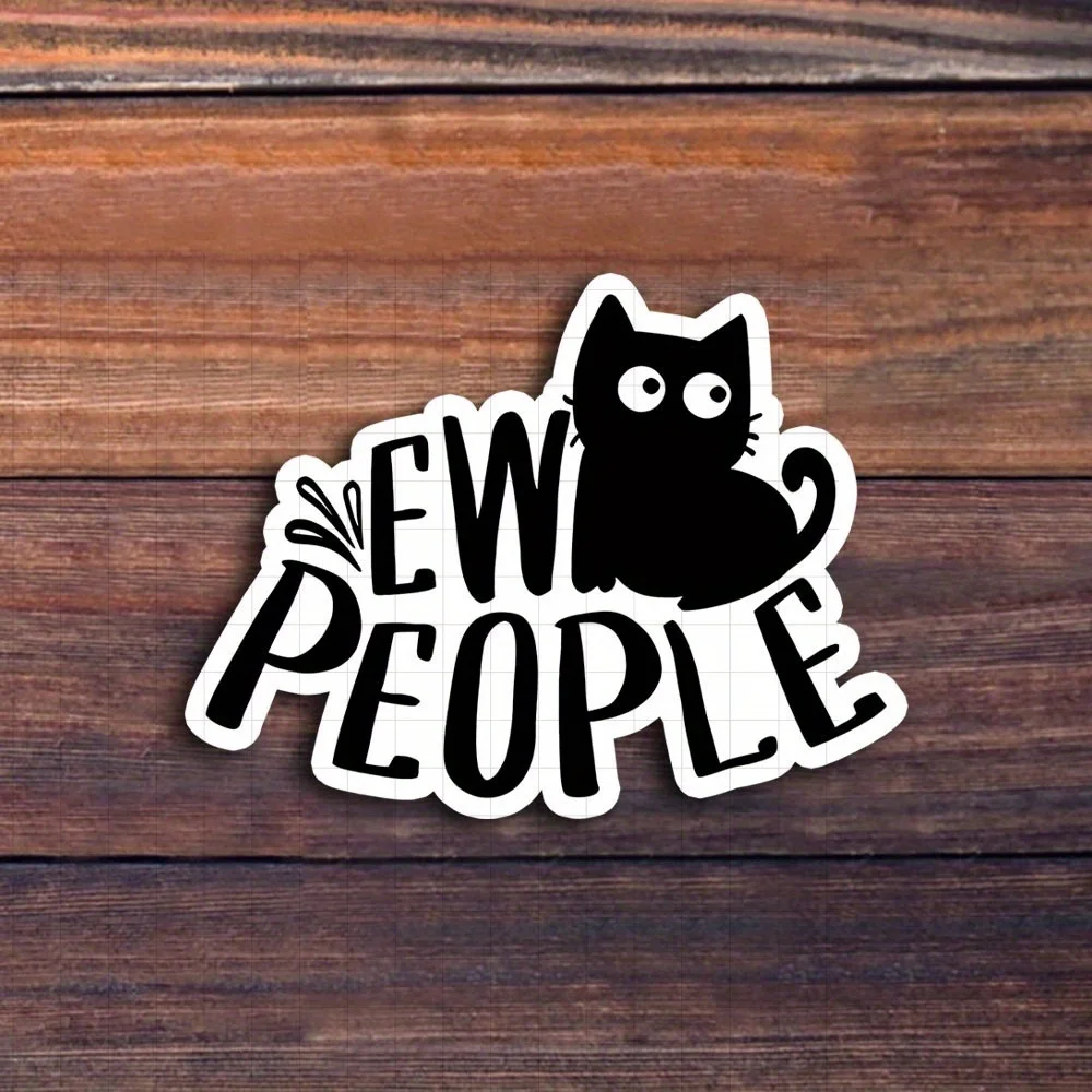 

" Evil People Funny Cat Vinyl Stickers, Black Humor Novelty Decals for Laptops, Water Bottles, Notebooks & Halloween Decorations