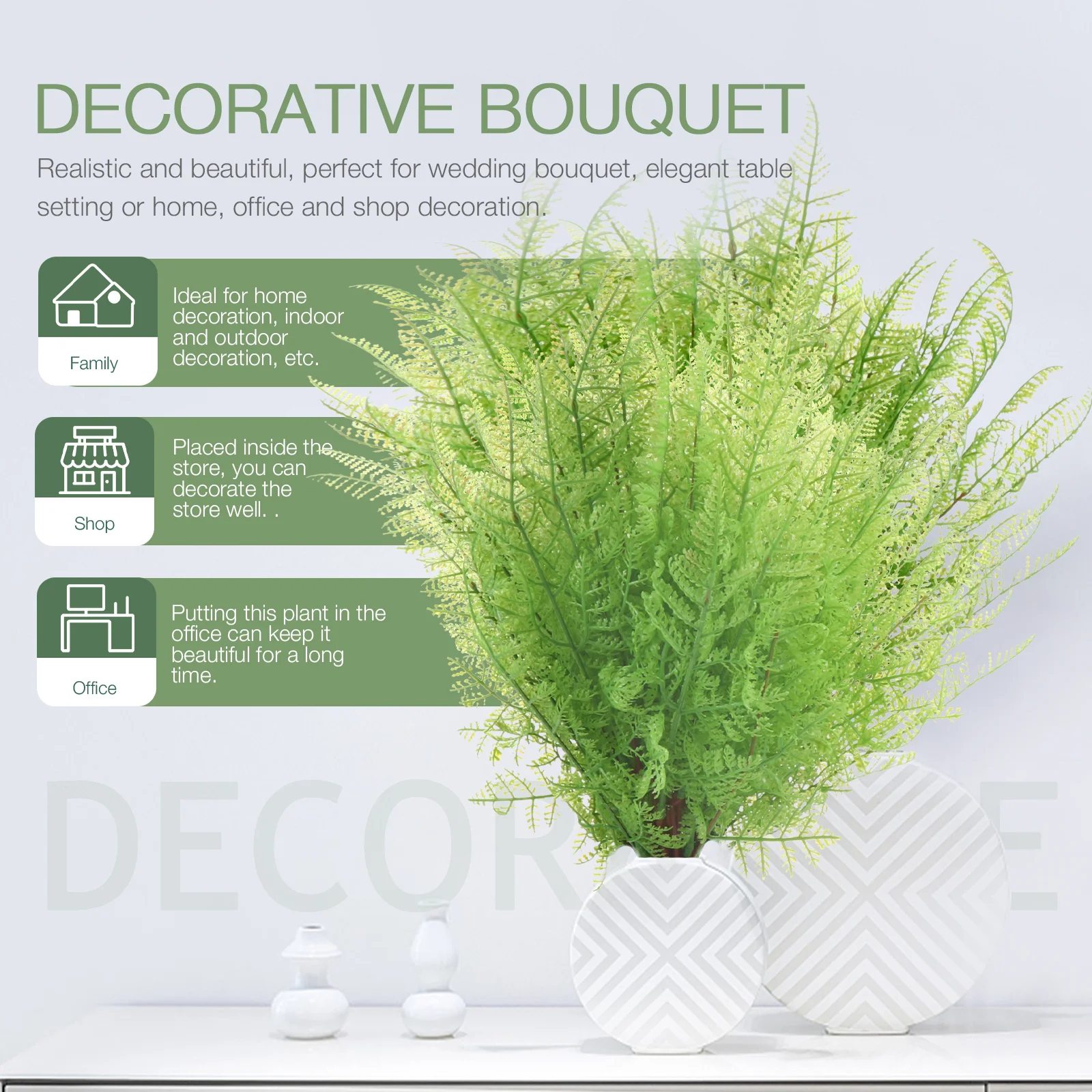 

4Pcs Simulated Plant Fake Green Fern for Flower Arrangement Home Decorative Greenery Faux Green Fern Simulated Plant