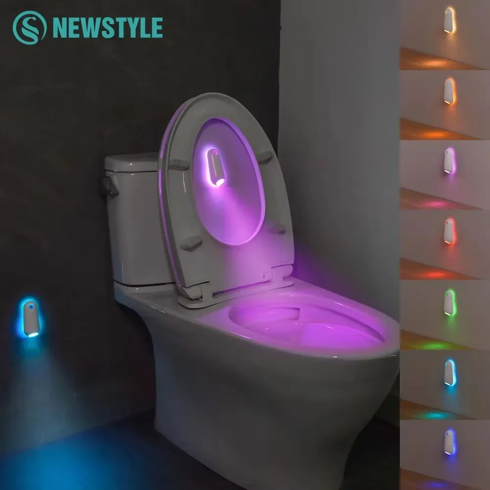 WC-Bewegungsmelder, Nachtlichter, mehrfarbig, Projektor, Toiler-Lichter, 8 Farben, wasserdichtes Fußlicht für Badezimmer-Dekor-Beleuchtung