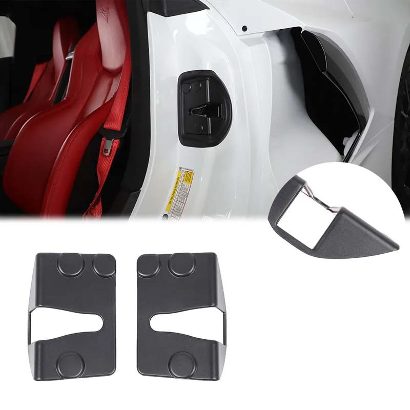 

For Chevrolet Corvette C8 2020+ ABS Black Car Door Bolt Lock Protective Cover Decorative Sticker Car Interior Accessories