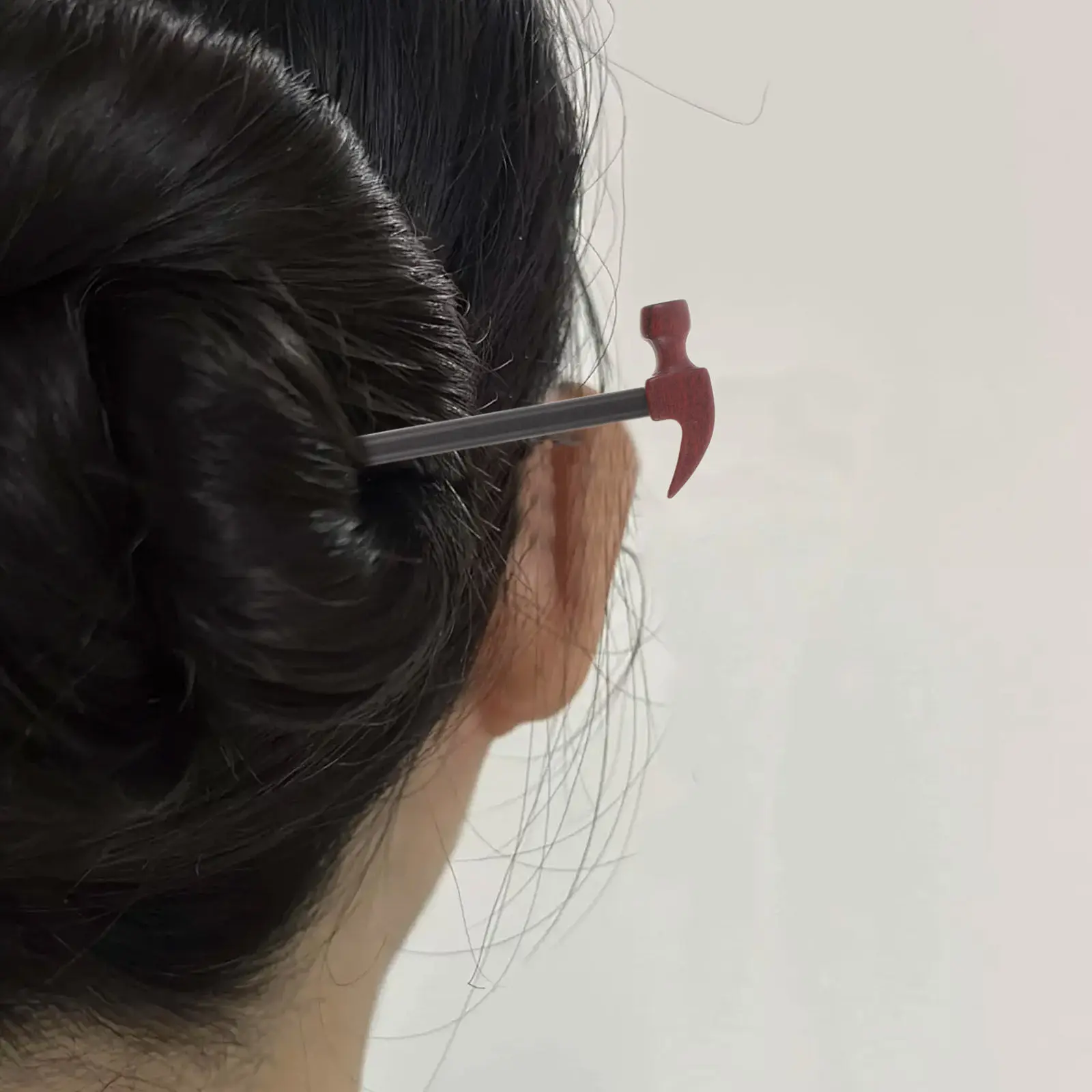 Creative Hammer Design Hairpin Crafted from Ebony Wood Chinese Style Hair Stick for Women Vintage Handmade Wooden Bun Hair Stick