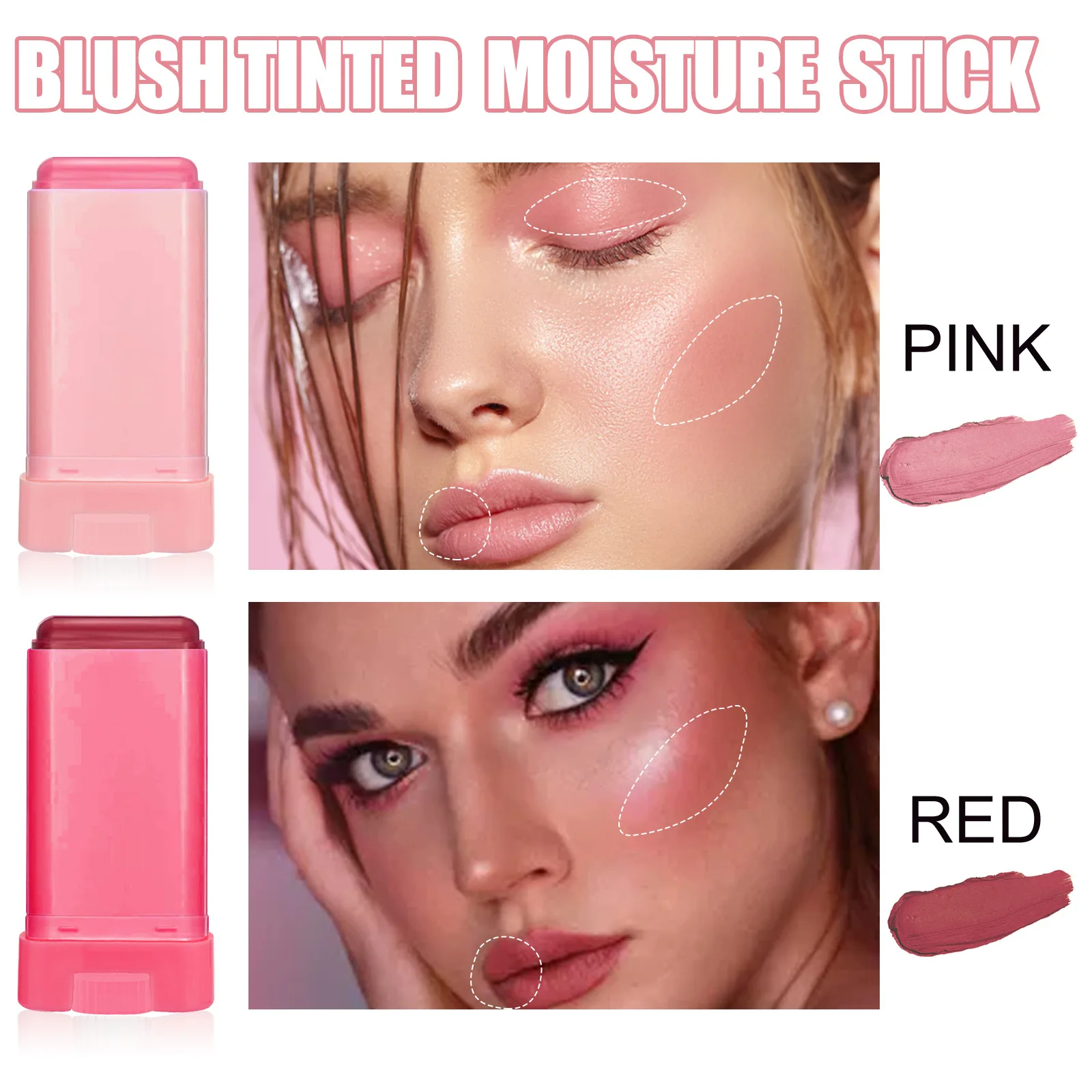 Wangvlek Lip Blush Make-Up Highlight Cosmetica Waterdichte Duurzame Nude Poeder Blusher Voedt Multifunctionele Blush Stick Crème