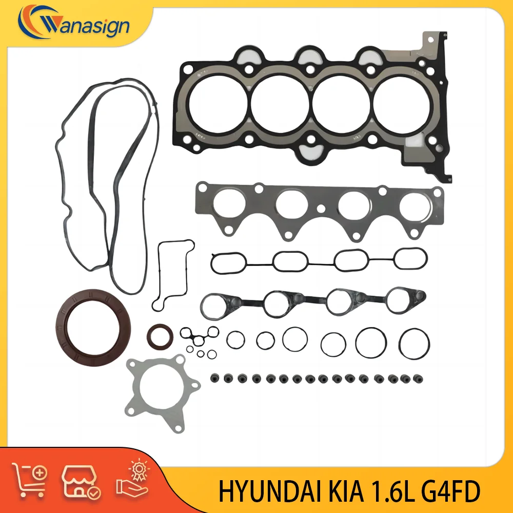 Engine Overhaul Gasket Kit For Hyundai Kia Accent Verna ix25 Elantra  i30 Venue Ceed Rio Seltos Soul 1.6L 1.6 L L4 16V GAS G4FD