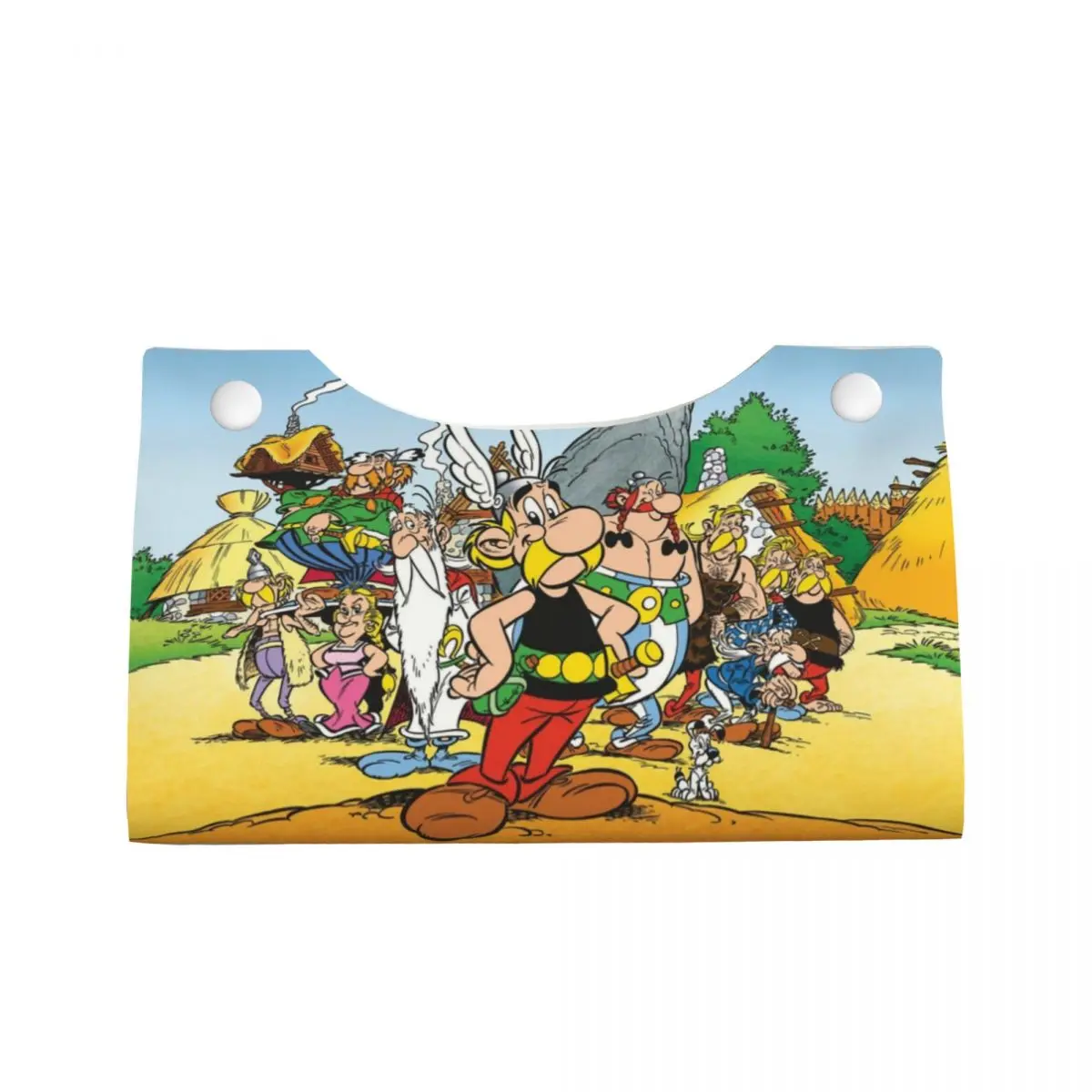 Custom Anime Asterix And Obelix Tissue Box Cover PU Leather Rectangular Anime Cartoon Getafix Facial Tissue Box Holder for Car