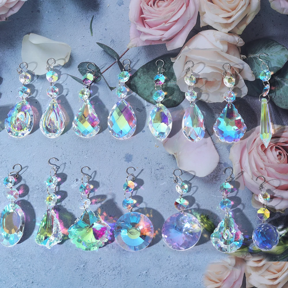 1PCs Crystal Suncatcher 9cm Curtain Pendant Sun Catcher  AB Color Rainbow Chaser Glass Prism Outdoor Window Home Garden Decor