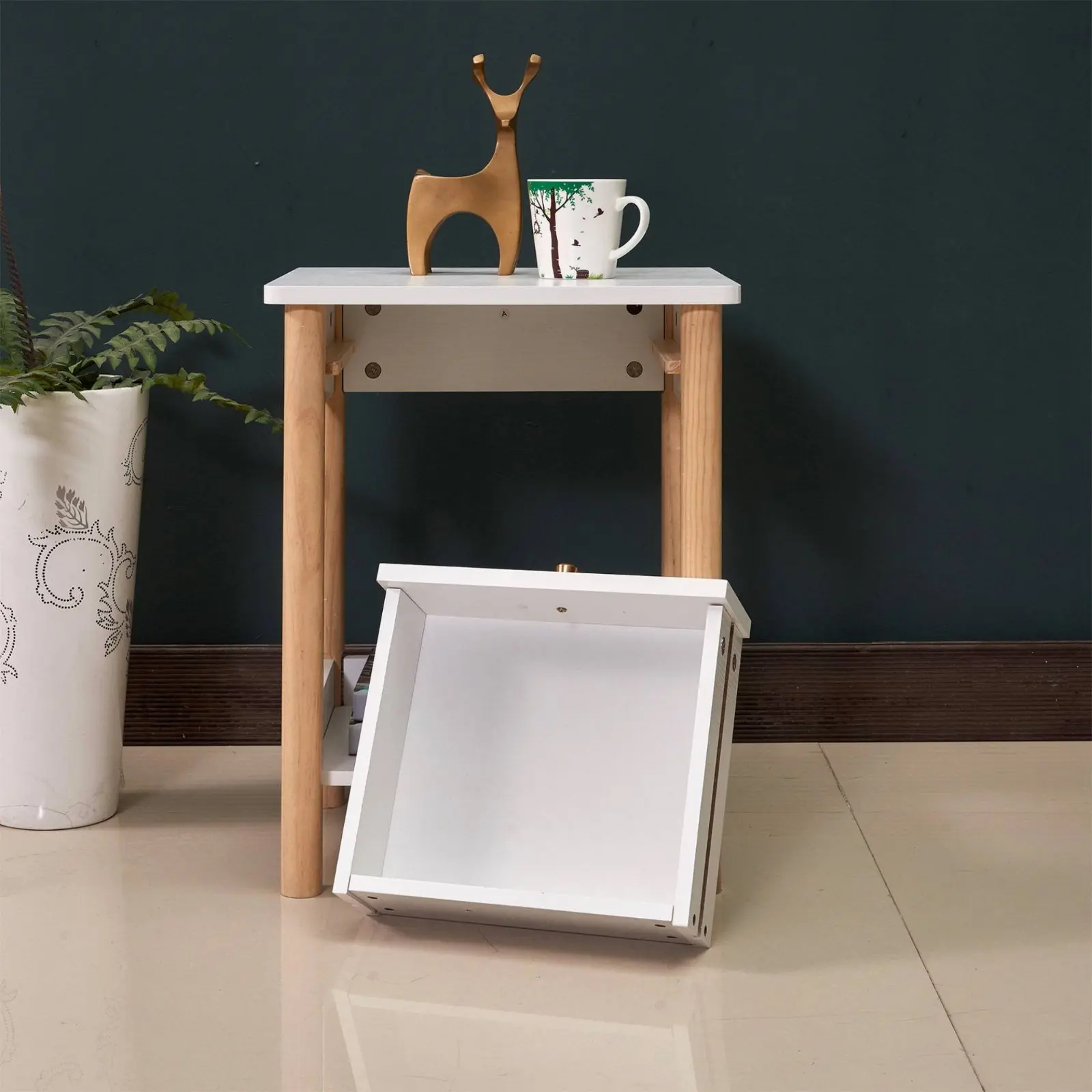 Nightstand with Drawers Nordic Design Drawer Bedside Table Wood Nightstand Bottom Shelf House Furniture Easy to Clean