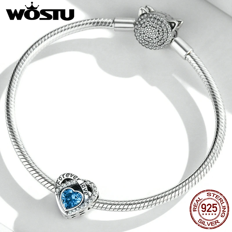 WOSTU 925 Sterling Silver Evil Eyes Charms Fatima Hand Hamsa Pendants For Women Vintage Heart Beads Fit DIY Bracelets Necklace