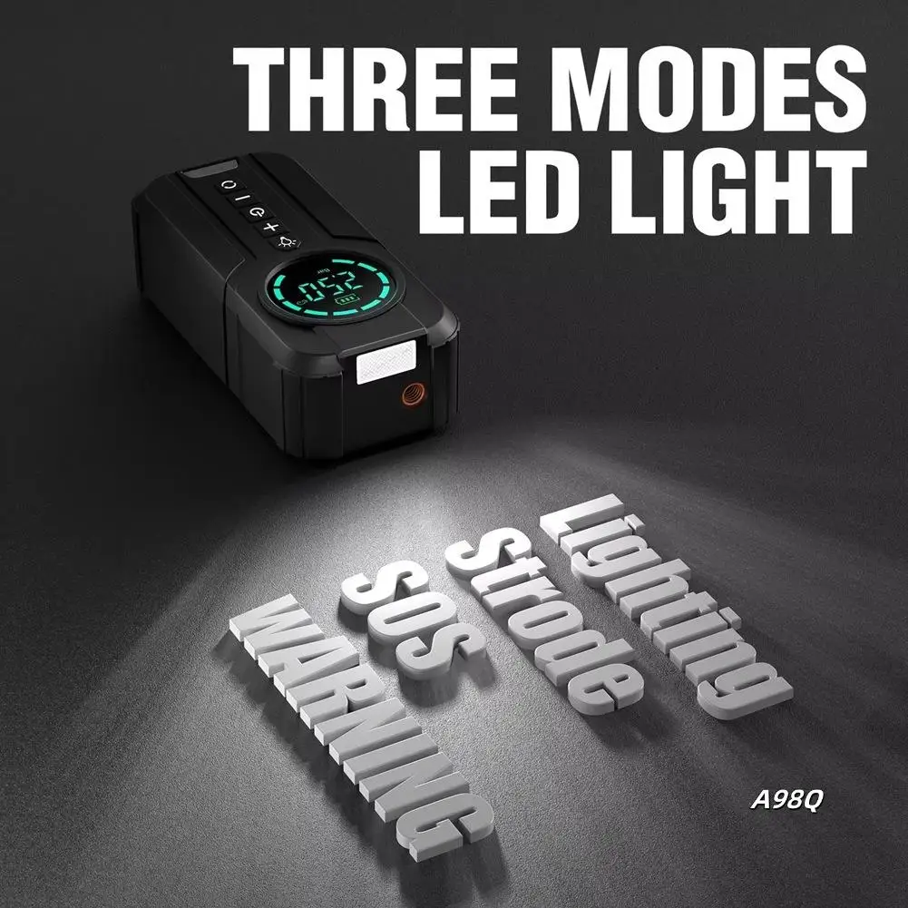 

Автомобильный аварийный запуск, воздушный насос 150PSI, воздушный компрессор, 2000A, аварийный запуск, внешний аккумулятор, освещение, оборудование для запуска батареи