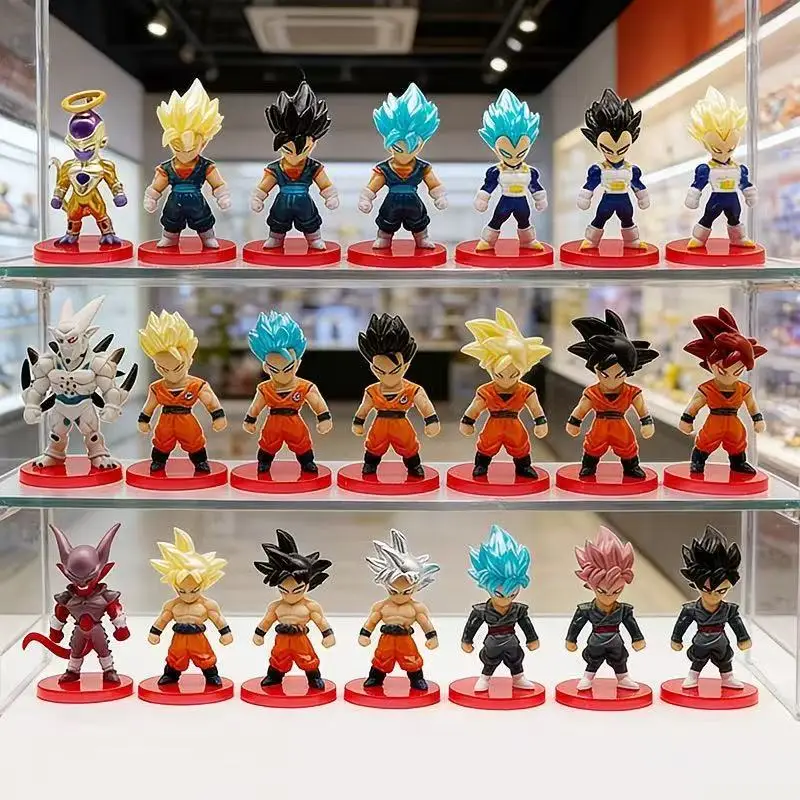 Dragon Ball Super Complete Set 21pcs Figures, Son Goku Gohan Vegeta Super Saiyan Anime Character Model Dolls Collectible Gift