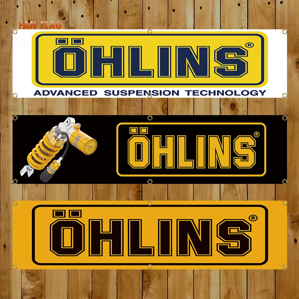 60x240cm Ohlins Auto Parts Banner Flag Polyester Printed Garage or Outdoor Decoration Tapestry