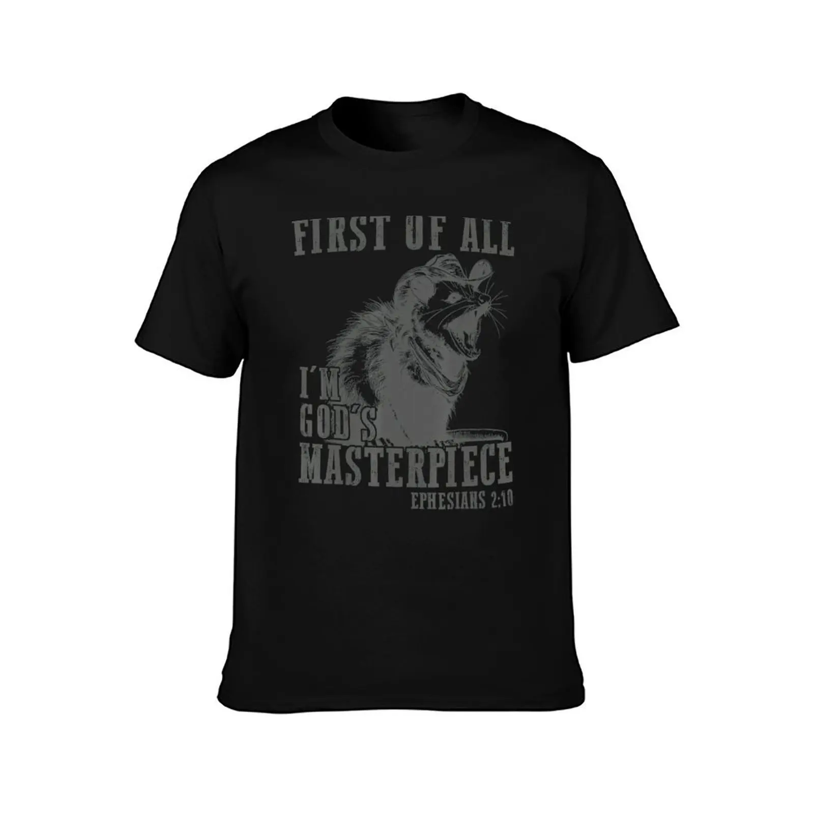 Possum First Of All I'm God's Masterpiece Funny Saying T-Shirt Summer Casual Cotton Tee Oversized Streetwear Tops 100% Cotton