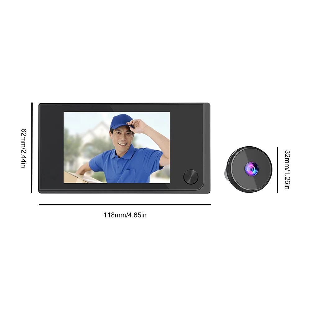홈 보안 시스템용 구멍 초인종 카메라, 120 도 각도 디지털 문짝 뷰어, 무선 비디오 초인종 모니터, 3.5 인치