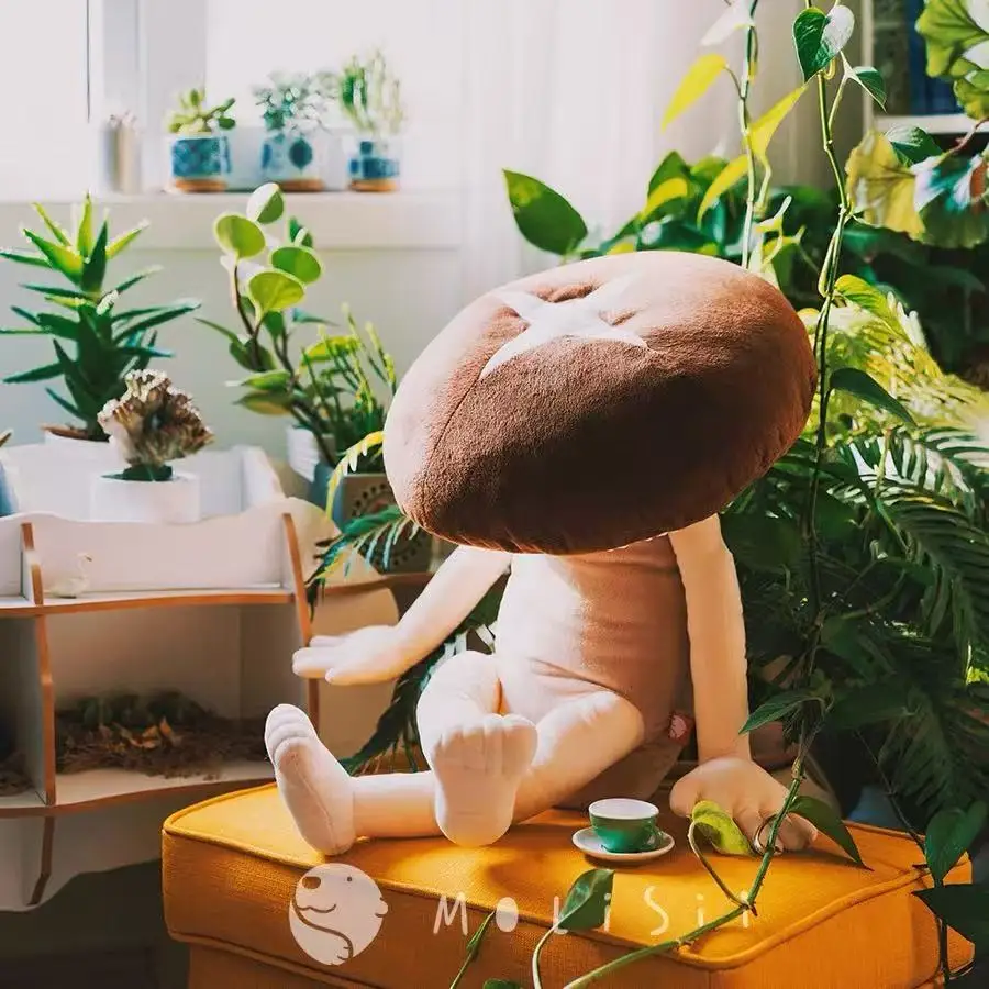 

80cm Cartoon Bread shiitake mushroom Man Couple Plush toy Creative Plant Fruit Vegetables doll soft sofa car pillow adult gift