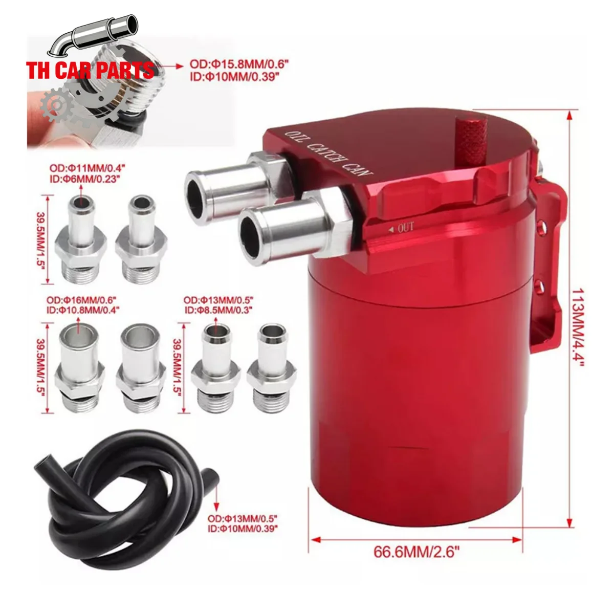 

3/8" Aluminum Universal Car Oil Catch Can Kit Reservoir Tank 300ml With Breather