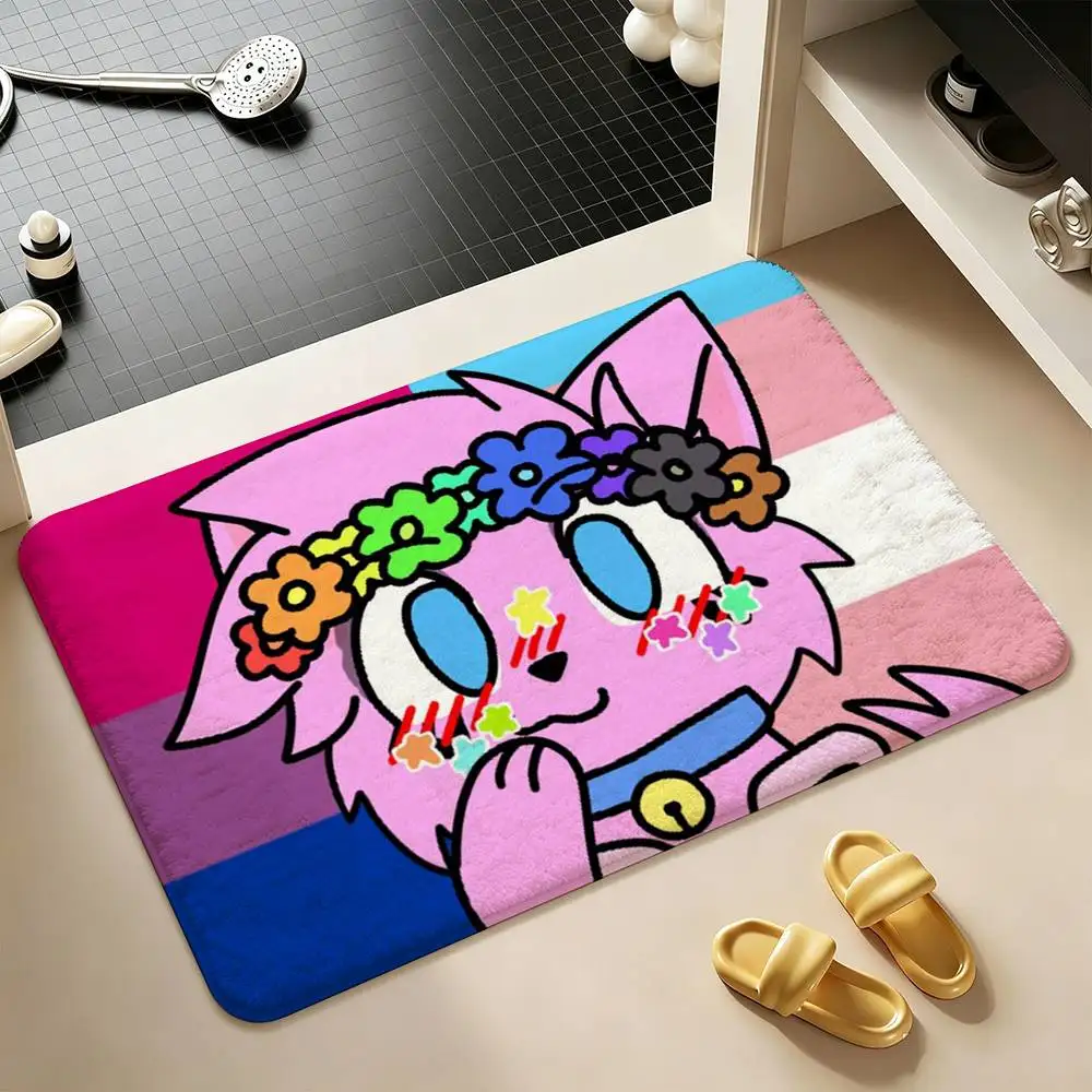 For Gay Lgbt Lesbian Boykisser Cat  Shower Room Absorbent Small Floor Mat Soft Comfortable Decorative Foot Mat
