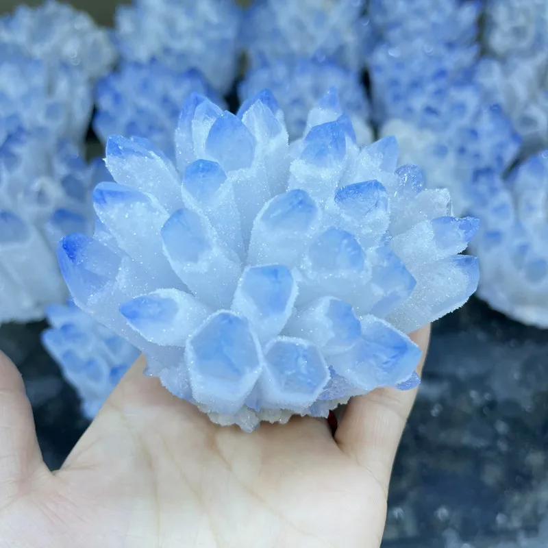 Reiki Natural Blue Crystal Cluster Ornaments Home Decoration Degaussing Crystal Mineral Original Stone Ornaments Handicrafts 1pc