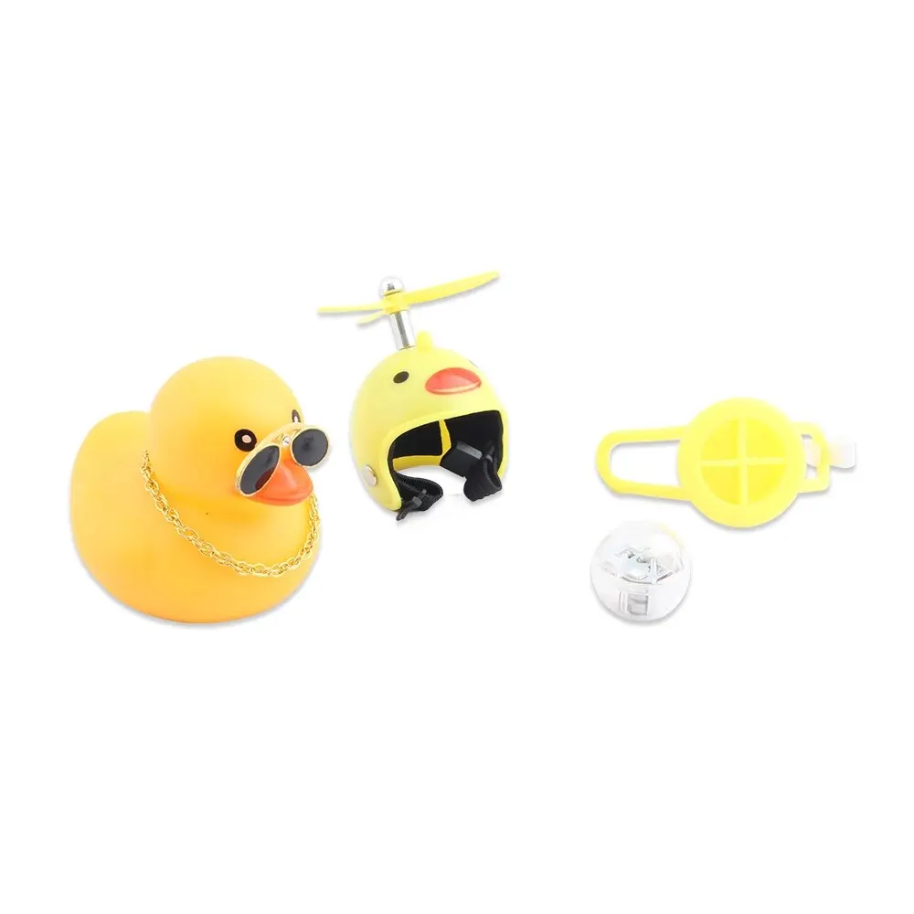 Motorcycle Accessories Cute Duck with Propeller Helmet Broken Wind Rubber Duck Toy Car Bicycle Small Yellow Duck Decor Ornaments