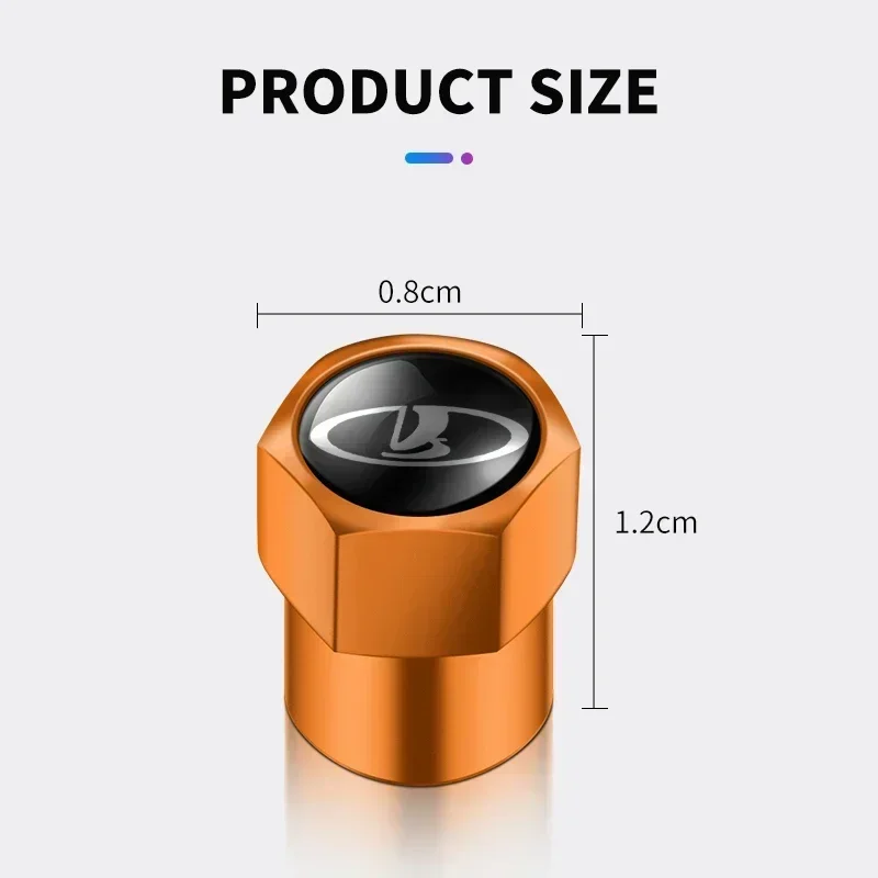 4Pcs Car Hexagonal Alloy Air Dust Caps For LADA Priora Sedan Sport Kalina Granta Vesta Niva Largus Vaz Samara Car Accessorie