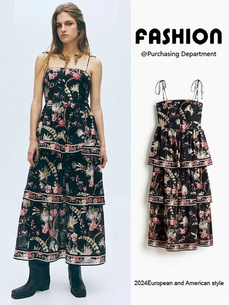 

Spring New Arrival ZA2026 Women's Faionable Sexy Bal Strapl Svel Layered Dr Ethnic Stage Costume 328033