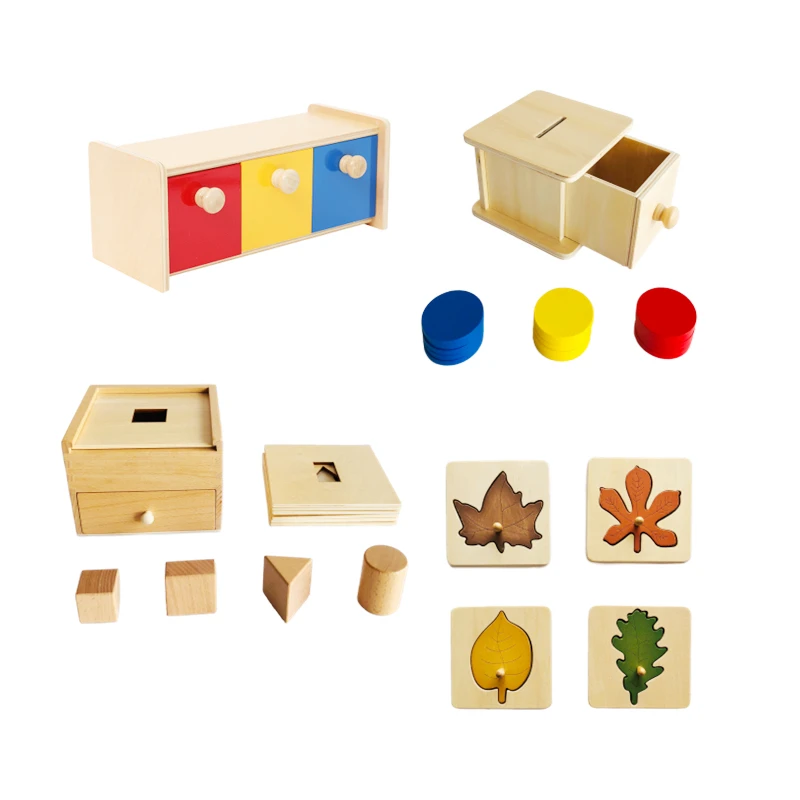 Montessori Infant Toddler Toys Wooden Matching Boxes Colors/ Shapes Learning Resources Homeschool Baby Fingers Motor Skill Train