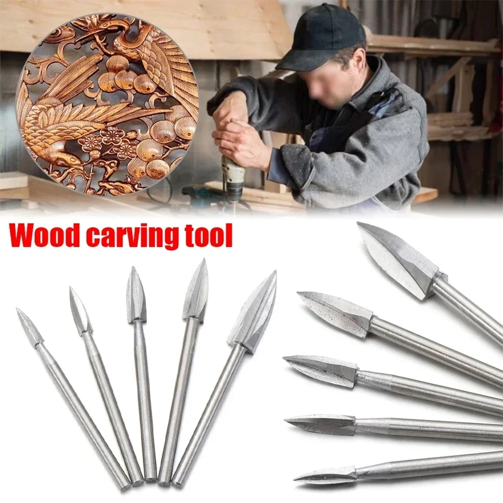 5PCS HSS Engraving Drill Bit Wood Carving Engraving Drill Bit Set For Woodworking Carbide Grinding Tool Milling Grinder Burr