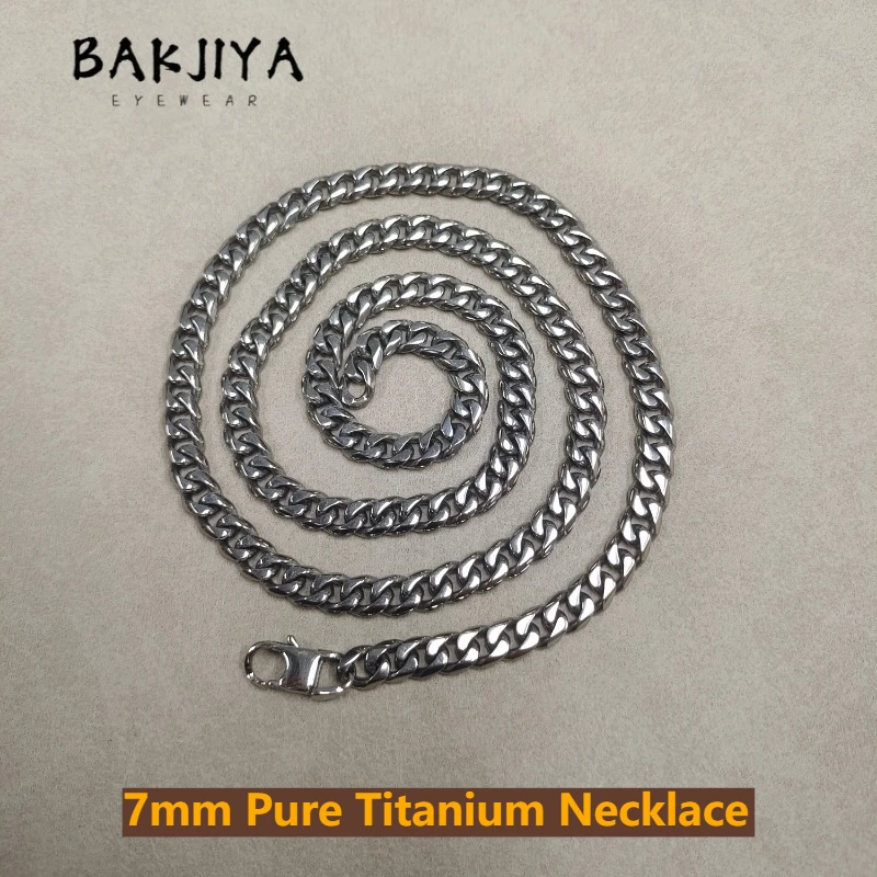 

TA1 Pure Titanium Necklace For Men, 7mm Cuban Chain Twist Grinding Six Sided Polishing Skin Friendly No Allergic Chain Necklace