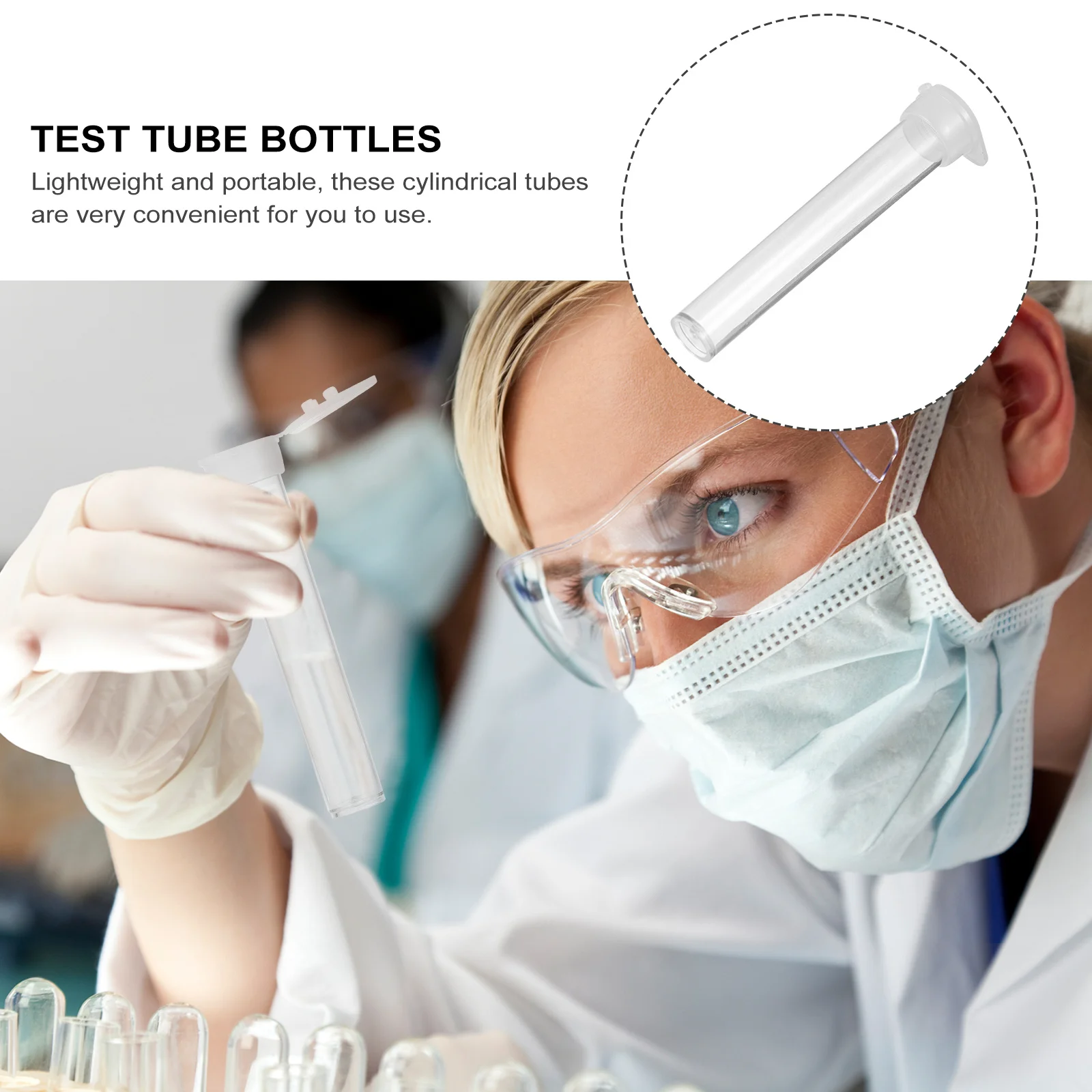 100Pcs 3G Test Tube Bottles Plastic Cylindrical Tubes with Three Holes Lid Reusable Secure Storage for Science Experiments
